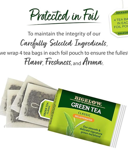 Bigelow Decaffeinated Green Tea Bags, 40 Count Box (Pack of 6) Decaf Green Tea, 240 Tea Bags Total