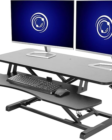 VIVO 42 inch Desk Converter, K Series, Height Adjustable Sit to Stand Riser, Dual Monitor and Laptop Workstation with Wide Keyboard Tray, Black, DESK-V042KB