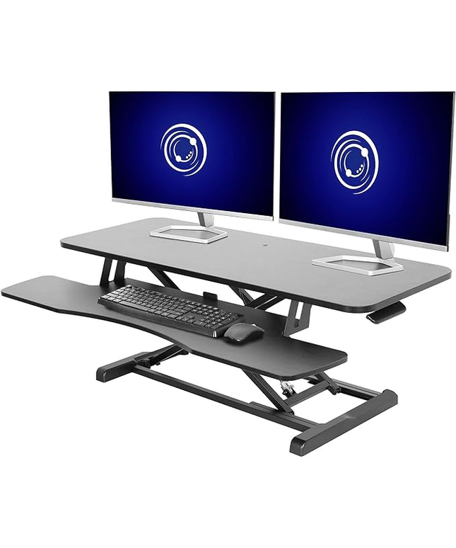 VIVO 42 inch Desk Converter, K Series, Height Adjustable Sit to Stand Riser, Dual Monitor and Laptop Workstation with Wide Keyboard Tray, Black, DESK-V042KB