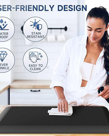 4/5 Inch Thick Kitchen Mats for Floor, StepRite Kitchen Rug for Standing Desk, Non-Slip, Thicker, Stain & Water Resistant, Comfort Anti Fatigue Floor Mat for Home, Kitchen, Office - Black,108 * 30''