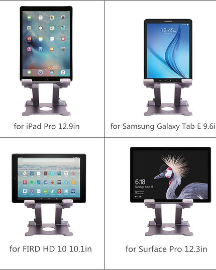 KABCON Adjustable Aluminum Tablet Stand (7-13.5 inch), Compatible with iPad, Surface Pro, FIRD HD 10, Samsung Galaxy Tab E, ASUS Transformer & Other Devices