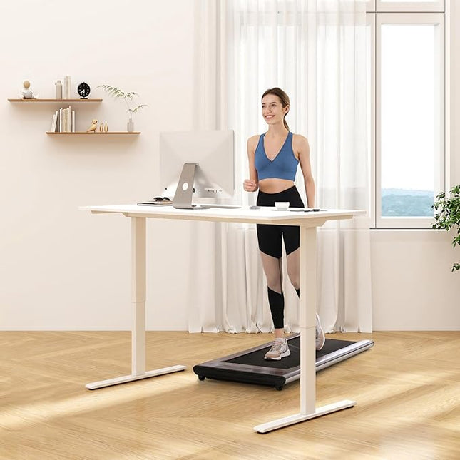 FLEXISPOT E3 Dual Motor Electric Standing Desk 55 x 28 Sit Stand Up Desk, Holds 220 lbs, Adjustable Height w/Memory Presets, One-Piece White Desktop & White Frame, Ships in 2 Boxes