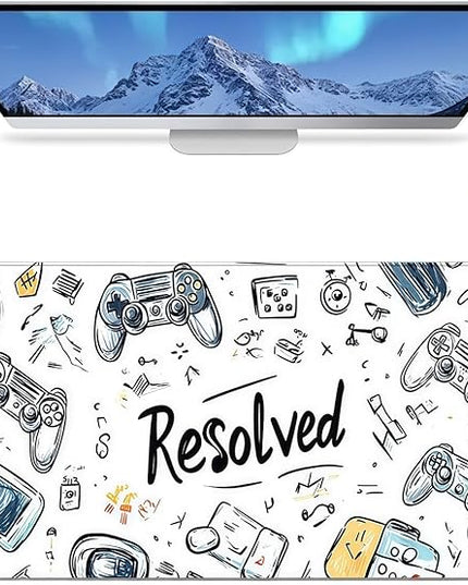 Large Mouse Pad for Desk, XXL Non-Slip Long Extended Gaming Mouse Mat Protector with Waterproof Rubber Base Stitched Edges for Office, Computer, Keyboard, Laptop and Home (Doodle Painting)