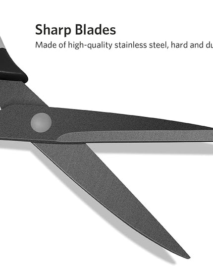 Scissors, Sharp Titanium Coating Blades, Soft Grip Handle, Multi-Purpose Scissors Set of 3 Suitable for Families, Office, and School Use, Black Grey