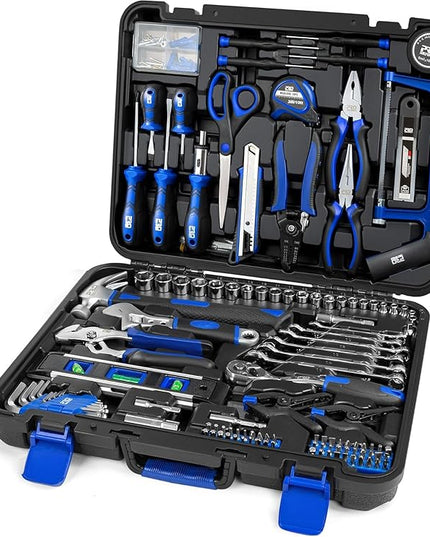 Prostormer 259-Piece Tool Kit, General Household Hand Tool Set with Plastic Storage Toolbox, Portable Complete Repair Tool Box for Home and Car (Blue)