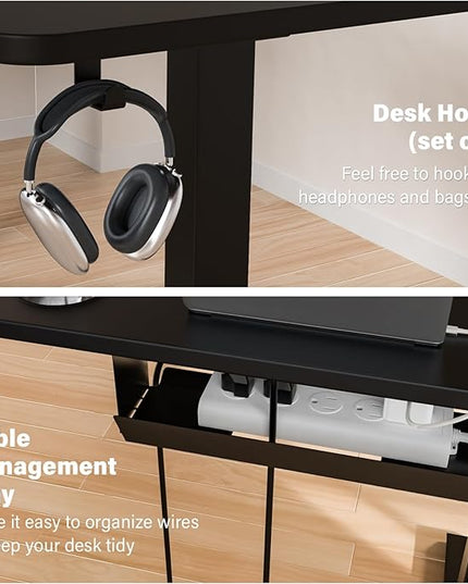 63 x 55 inch L Shaped Standing Desk, Corner Computer Desk, Electric Adjustable Height Stand Up Table, L Sit Stand Desk for Home Office Gaming, Classic Black