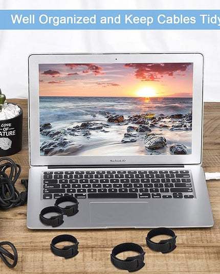 Reusable Cable Ties, 60 PCS 8 Inches Adjustable Cord Straps Wire Organizer Cord Wrap and Hook Loop Cable Management
