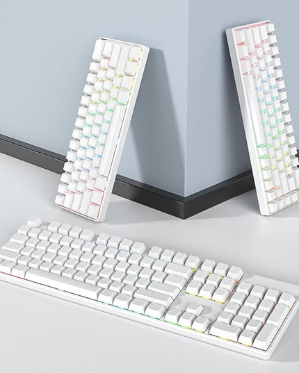 Cherry Profile White Blank PBT Keycaps, 128 Key Custom Key caps, Minimalist Blank Keycap Set for Cherry MX Switches Mechanical Keyboard (White/Blank)