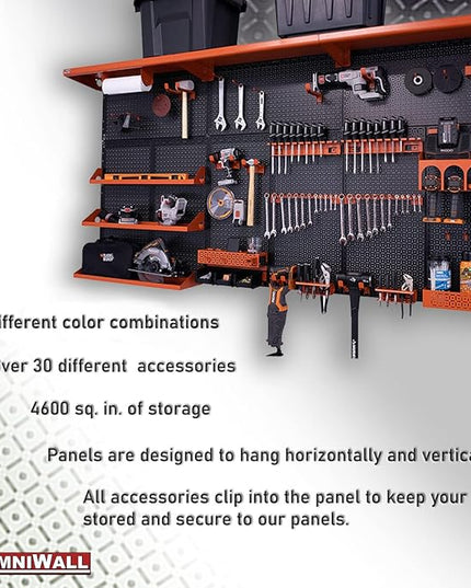 OmniWall Weekend Warrior XL Metal Pegboard Wall Organization System (Red/Orange)
