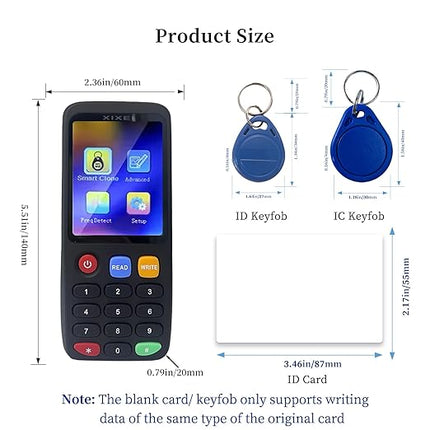 X7 RFID Reader Writer (RFID Copier Multi-Frequency Smart Card Reader ID IC Elevator Card RFID Writer for Access Control System with 13.56mhz IC Key Tags and 125khz T5577 Key Fobs/Cards)