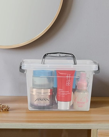 3 L Small Clear Storage Latch Box, 6 Pack Plastic Stackable Organizer Containers with Lids