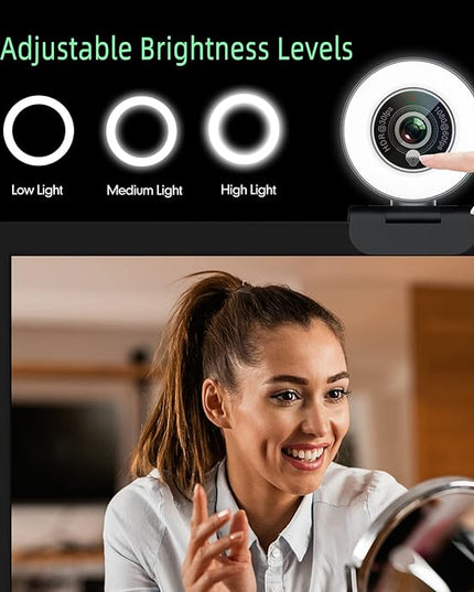Angetube 1080p Webcam with Ring Light for Streaming: USB 60FPS Web Camera with Microphone-HDR-Enabled-HD Auto Light Correction Web Cam with Adjustable FOV, for Teams, Zoom, PC/Laptop/Mac/Desktop