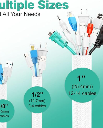 UOMTFAI Dog and Cat Cord Protector 10ft - 3/8inch, Flexible Cable Sleeve for Easy Cord Management, Protects Cables from Pets Chewing, Ideal for USB, Power, Audio and Video Cords - White