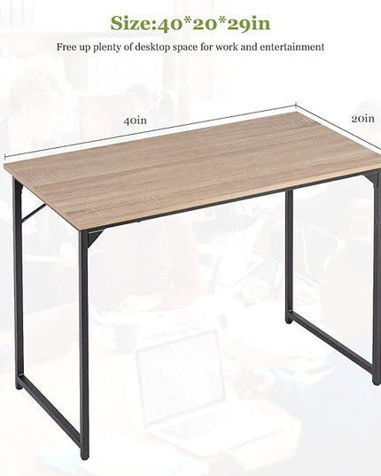 PayLessHere | 39 Inch Computer Desk | Nature | Office Desk with Metal Frame, Adjustable Feet | Water-Resistant, Scratchproof Surface | Sturdy Writing Table for Home Office or Study | Pack of 1