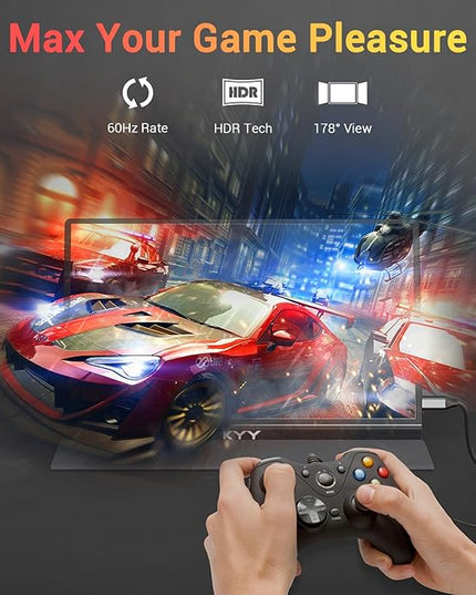 KYY Portable Monitor 15.6'' FHD 1080P USB C HDMI Gaming Monitor Ultra-Slim IPS Display w/Smart Cover & Speakers, Plug&Play, External Monitor for Laptop PC Phone Mac Xbox PS4