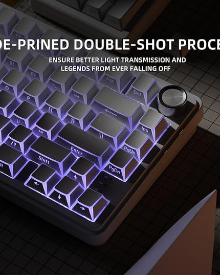 XVX White Shine Through Keycaps, PBT Keyboard Keycaps Cherry Profile, Custom Side Printed Keycap Sets Suitable for 60% 65% 75% 80% 100% Mechanical Keyboard