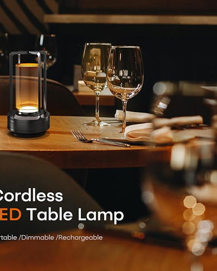 Portable Metal Table Lamp for Indoor/Outdoor ,Rechargeable Cordless LED Lamp, 3-Colour Infinitely Dimming Battery Powered Small Desk Lamp, Restaurant/Bedroom/Bar/Coffee/Camping Light (Grey Set of 2)