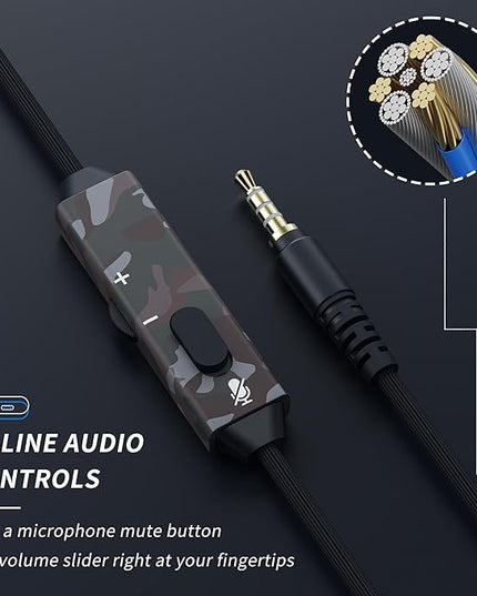 BINNUNE Gaming Headset with Mic for PS4 PS5 Xbox Series X|S Xbox 1 PC NS, Wired Gaming Headphones with Microphone for PS 4|5 Xbox1