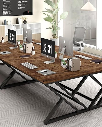 HSH Rustic 70.8" Computer Desk, Extra Large Industrial Home Office Desk, Long Modern Work Executive Pc Desk Study Writing table, Dual monitor Metal Wood Double Workstation for Two Person, Rustic Brown