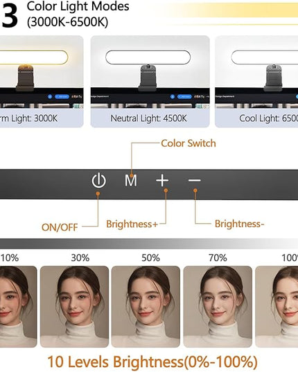 yAyusi Dual-lamp Video Conference Lighting, LED Streaming Light with Remote and Touch Control, Zoom Lighting for Computer,Webcam Laptop Monitor Ring Light for Video Calls/Zoom Meetings/Video Recording