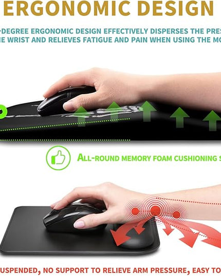 Hokafenle Ergonomic Mouse Pad Wrist Support with Massage Design, Wrist Rest Pain Relief Mousepad with Memory Foam&Non-Slip PU Base, Mouse Pads for Wireless Mouse & Desk (12x8 inch,Devil's Horn)