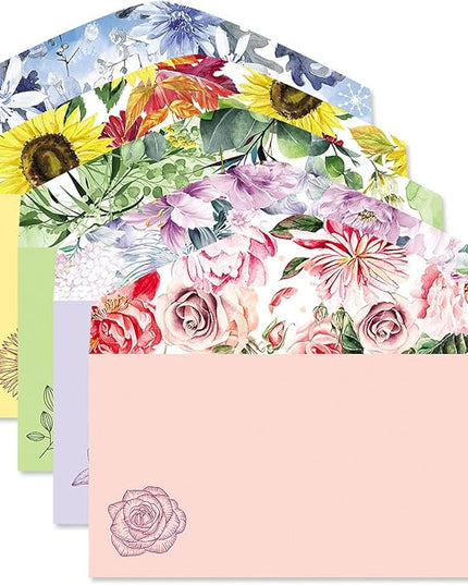 Current Floral Letter Paper - Spring Stationery Papers With Decorative Flower Assortment Border, Printable Holiday, Wedding & Bridal Shower, & Invitation Sheets, Set of 25, 8 1/2" x 11"