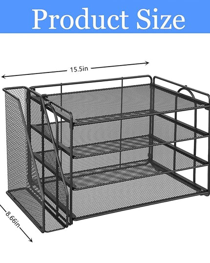 gianotter 4-Tier Paper Organizer With Magazine Holder, Desk Organizers and Accessories, Desk Accessories & Workspace Organizers, File Organizer for Office Supplies Storag (Black, 4-Tier)