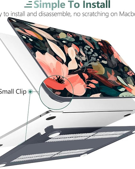 DONGKE for M4 MacBook Air 13.6 Inch Case 2025 2024 2023 2022 Model A3240 A3113 A2681 M3 M2 Chip, Plastic Hard Shell Case Cover with Touch ID for MacBook Air 13 Inch M4 - Painted Florals