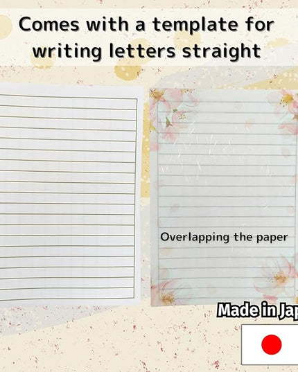 Japanese Cherry Blossom Stationery Paper and Envelopes Set, Made in Japan,15 Sheets, 8 Envelopes (Light Pink), Elegant Washi Paper for Writing Crafts,Gift