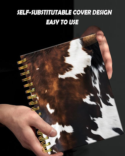 Spiral Journal Notebook for Women,A5 College Ruled Notebooks 6"x 8.4",Cool 120 Pages Lined Journal with Premium Thick Paper,Perfect for School Office Home Gifts(vintage Cowhide)