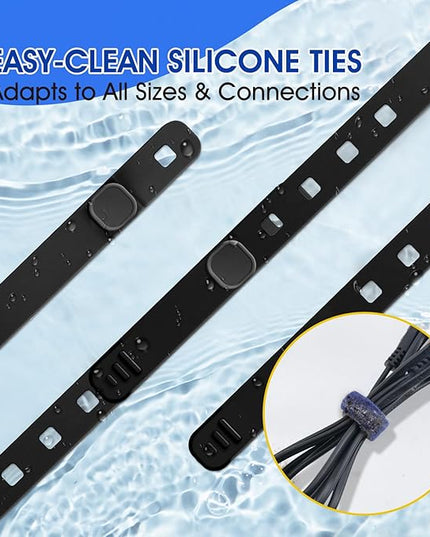 AROIC Reusable Silicone Cable Ties, 45Pcs Adjustable Travel Cord Organizer, Washable Cable Management with Adjustable Locking Buckle, Multicolor Elastic Cord Holder Organization Home Office Essentials
