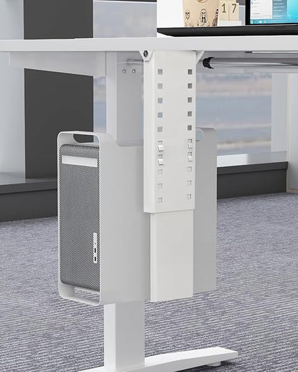 Heavy Duty Computer Wall Mount, Also Great for PC Mount Under Desk - Height Adjustable from 12" to 20", Width Adjustable from 5.7" to 8" - Computer Case Stand PC Holder Under Desk or On Wall, White