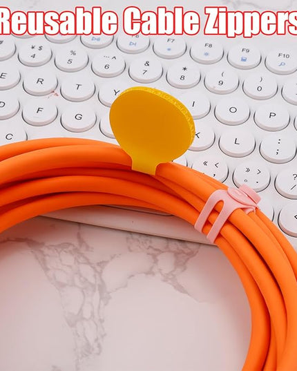 32pcs Cable Labels and Silicone Cable Ties, Reusable Cable Labels Tags Adjustable Silicone Zip Ties 20 Wire Labels and 12 Cable Straps Cord Wrap Organizer for Charging Cords Wires Cables