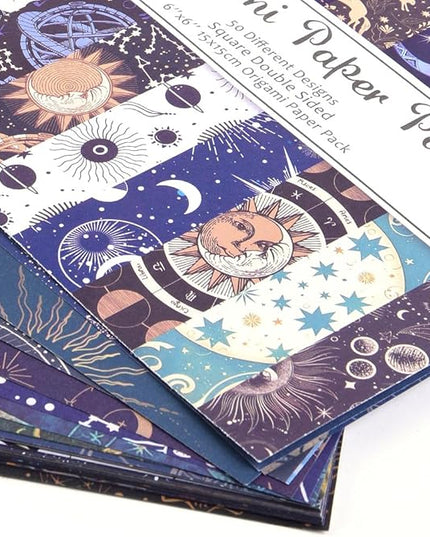 Origami Paper Kit 50 Sheets 70GSM 6 Inch Square Double Sided Color 50 Vivid Japanese Washi Chiyo Colors for Hand Crafts Origami Paper Arts Creativity.Constellation