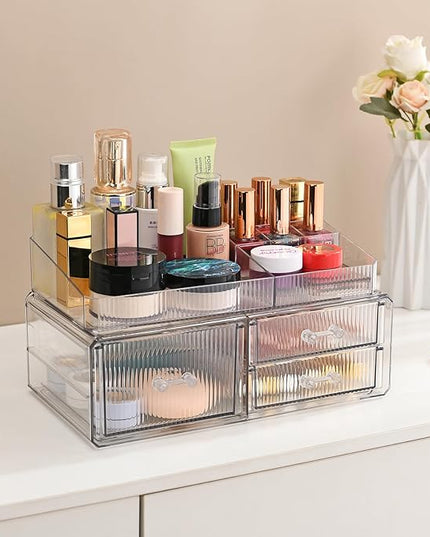 ZHIAI stackable storage drawer, cosmetics storage box, cosmetics and beauty product storage organizer, suitable for makeup room, bathroom, storage room