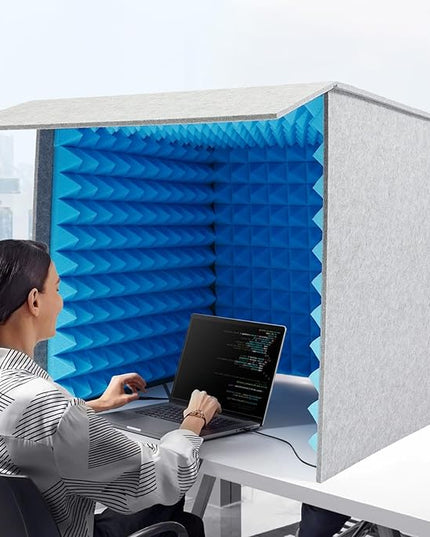 60x60cm Foldable Desktop Soundproof Booth for Voice Recording with Noise Reduction Sponge and Polyester Panels