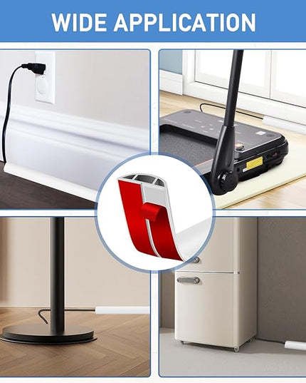 Floor Cord Cover Self Adhesive Cord Hider Floor Extension Cord Covers for Floor Power Cord Protector Cable Management Prevent Cable Trips Cable Cavity 0.59" W x 0.31" H (White, 10Ft)
