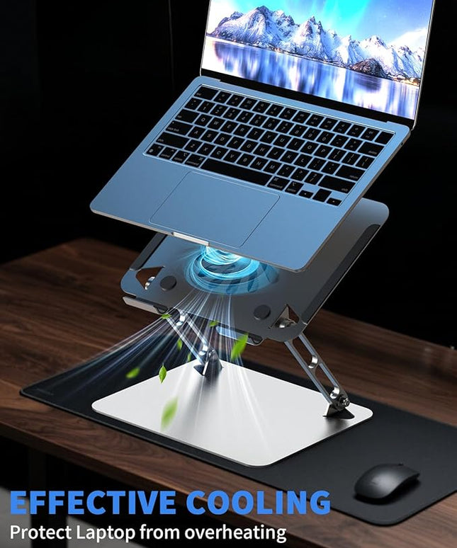 SOUNDANCE Laptop Cooling Pad with Upgrade Low-Noise Fan and 3.0 USB Hubs, Ventilated Laptop Cooler Prevent Overheating, Adjustable Ergonomic Laptop Stand Support Up to 16” Gaming Notebook Computer