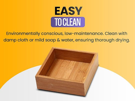 YBM Home Bamboo Drawer Organizer Storage Box for Kitchen Drawer, Junk Drawer, Office, Bedroom, Children Room, Craft, Sewing, and Bathroom, 2 Pack 6x15x2 inch