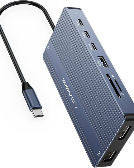 USB C Hub 14-1 USB C Docking Station Dual Monitor, with 2 HDMI+DP(4K60Hz), Ethernet, 3 USBC 10Gbps,100W PD, SD/TF 3.0, Audio, Laptop Docking Station for MacBook/Dell/HP/Lenovo ThinkPad/Surface (Grey)