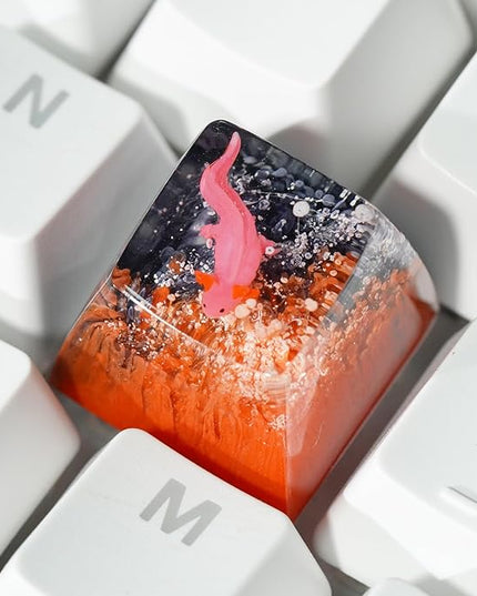 Pink Axolotl Red Black Coral Artisan Keycap R1 SA Profile Custom Keycaps 1U ESC Handmade Resin Gaming Animals Key Cap Cherry MX Switch Compatible Mechanical Keyboard Axolotl Lover Gift