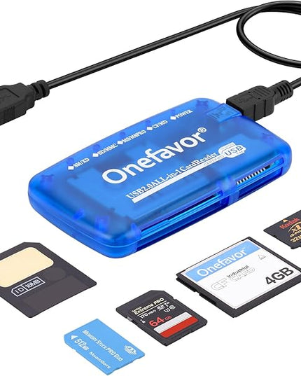SmartMedia Cards Reader Writer, All-in-1 USB Universal Multi Card Adapter Slim Hub Read Smart Media SD, XD, CF, MMC, MS Pro Duo, Camera Flash Memory Cards Reader for Windows, Mac, Linux
