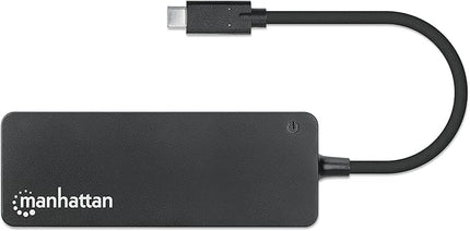 MANHATTAN USB-C Dock/Hub with Card Reader, 3x USB-A 3.2 Gen1, SD/MicroSD/MMC/USB Flash Drive Support, Black, Three Year Warranty