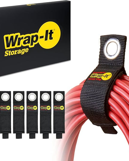 Heavy-Duty Wrap-It Storage Straps, 10-inch (6 Pack) - Hook and Loop Extension Cord Organizer Hanger, Cord Keeper, Cable Straps for Cords, Hoses, and Garage Storage