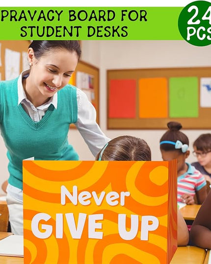 Honoson 24 Pcs Bulk Inspirational Privacy Folders for Students Cardboard Test Privacy Boards Motivational Words Desk Dividers Shield for Classroom School Study Supplies, 6 Styles(Affirmation)