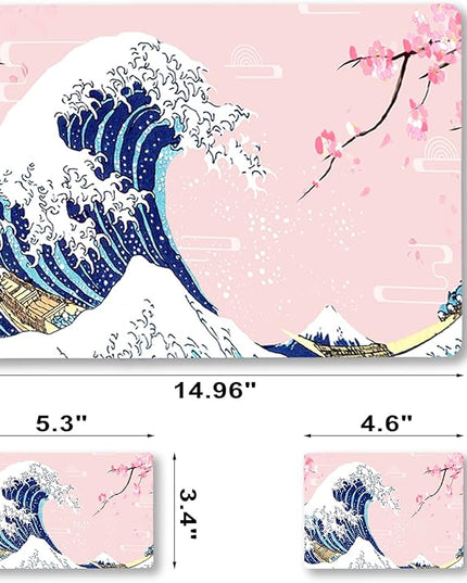 Laptop Skin Sticker Decal,12" 13" 13.3" 14" 15" 15.4" 15.6 inch Laptop Vinyl Skin Sticker Cover Art Protector Notebook PC (2 Wrist Pad Skins Included), Decorative Waterproof Removable, Pink Sea Wave