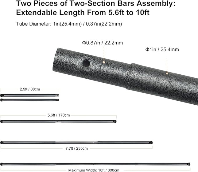 LINCO Lincostore Studio Crossbar for Backdrop Stands, 10 feet, Telescopic AM236
