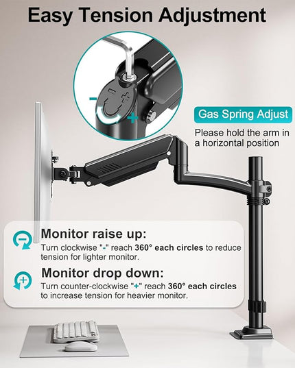 Dual Monitor Stand for Desk, Taller Monitor Arms for 2 Screens up to 32 inch, Ergonomic Adjustable Full Motion Double Computer Monitor Mount, Holds 4.4-22lbs, VESA 75/100mm, Black, Freelift