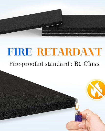 DOLLAR BOSS Felt Cork Board Tiles, 4 Packs 12" x 12" 1/2" Thick Cork Bulletin Board Self Adhesive Acoustic Panels Soundproof Corkboards for Walls with 40 Pushpins for Home Office Kitchen School, Black