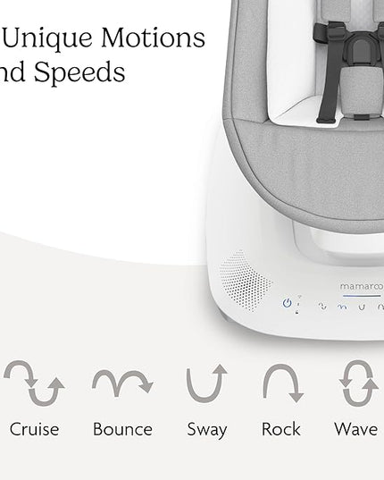 UPPAbaby Mamaroo Smart Swing – Customizable Soothing Modes with MotionSync Technology – Infant Recline + Bluetooth Enabled – Included Newborn Insert – Stella (Grey Mélange)